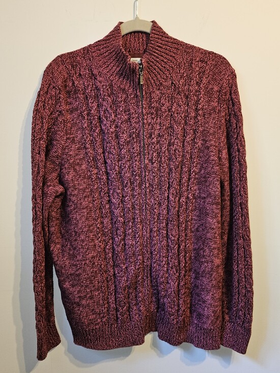 L.L. Bean Sweaters - L.L.Bean Cable Knit Zip Up Sweater Dark Pink 2X 100% Cotton Casual